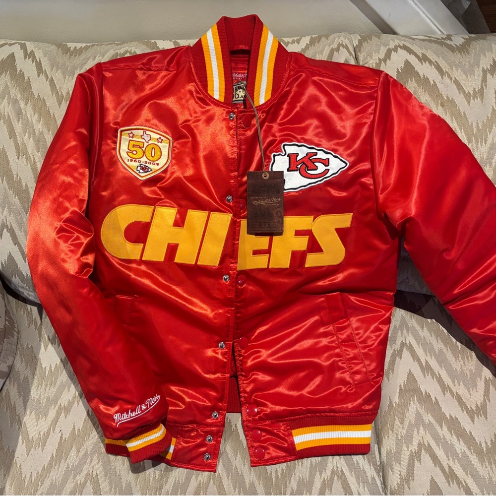 Mitchell & Ness Red and Yellow Chiefs Jacket